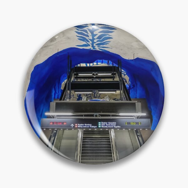 Item preview, White and blue Stockholm Metro station in Sweden designed and sold by SvetlanaSF.