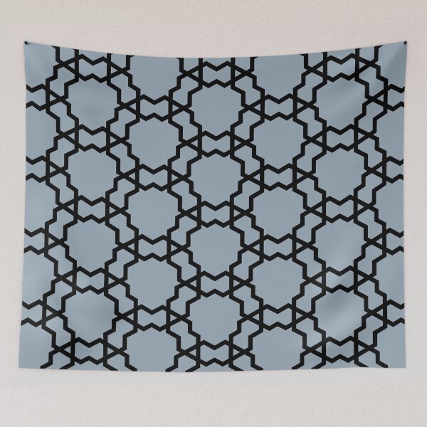 Item preview, Black and Blue Minimal Shape Tile Pattern Coordinates w/ HGTV 2022 Color of the Year Aleutian HGSW3355 - Colour Trends - Hue - Shades designed and sold by ColorOfTheYears.