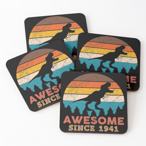 Item preview, Awesome Since 1941 Retro Vintage Dinosaur 80th Birthday Gift designed and sold by designbychow.
