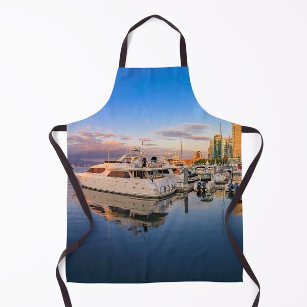 Item preview, Vancouver sunset photo print, Coal Harbour with boats and reflections designed and sold by SvetlanaSF.