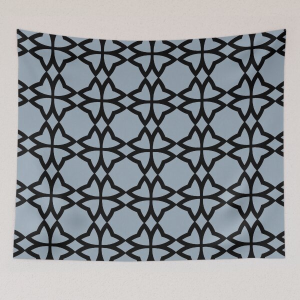 Item preview, Black and Blue Minimal Symmetrical Flower Pattern Coordinates w/ HGTV 2022 Color of the Year Aleutian HGSW3355 - Colour Trends - Hue - Shades designed and sold by ColorOfTheYears.