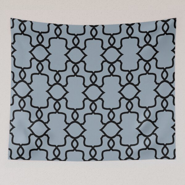 Aperçu de l'œuvre Black and Blue Ornamental Shape Pattern 4 Coordinates w/ HGTV 2022 Color of the Year Aleutian HGSW3355 - Colour Trends - Hue - Shades créée et vendue par ColorOfTheYears.