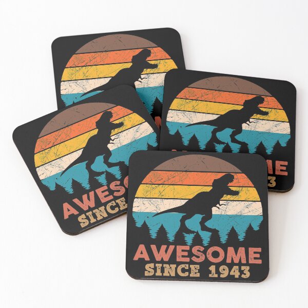 Item preview, Awesome Since 1943 Retro Vintage Dinosaur 78th Birthday Gift designed and sold by designbychow.