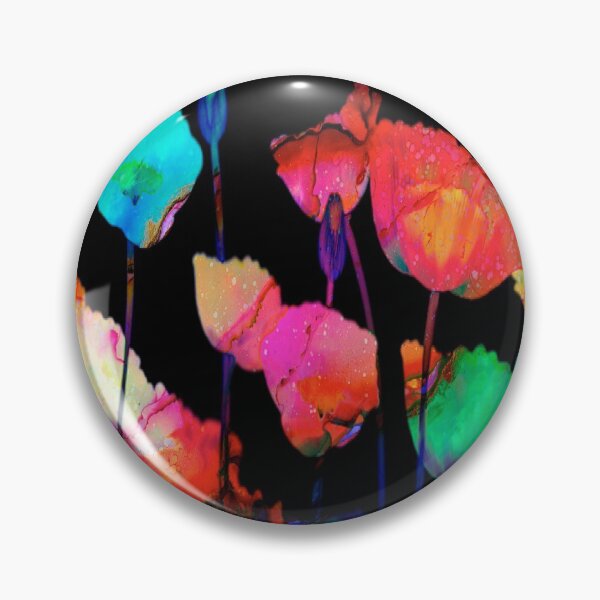 Item preview, abstract poppies on black background designed and sold by clemfloral.