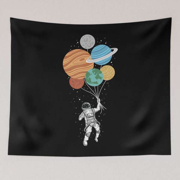 Item preview, Astronaut holding Planet Balloons Solar System space designed and sold by GesineMartin.