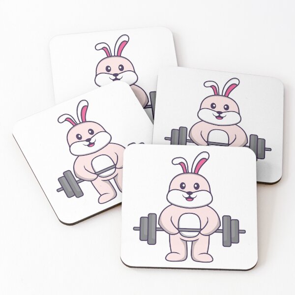 Item preview, Cute rabbit lifting barbell designed and sold by Stay-Pawsitive.