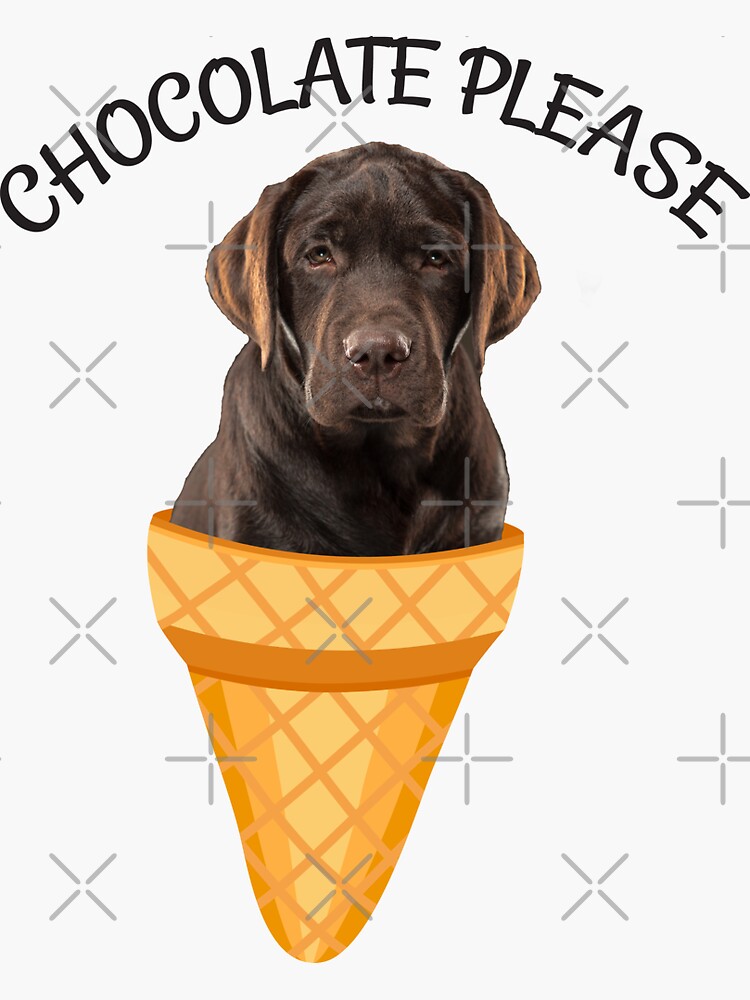 "Ice Cream Cone Chocolate Labrador Retriever Dog Puppy" Sticker by
