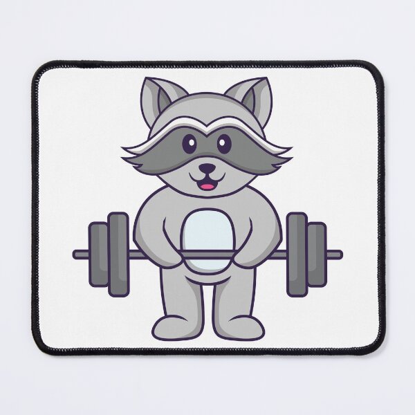 Item preview, Cute raccoon lifting barbell designed and sold by Stay-Pawsitive.