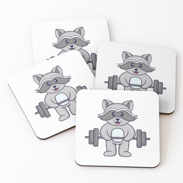 Item preview, Cute raccoon lifting barbell designed and sold by Stay-Pawsitive.