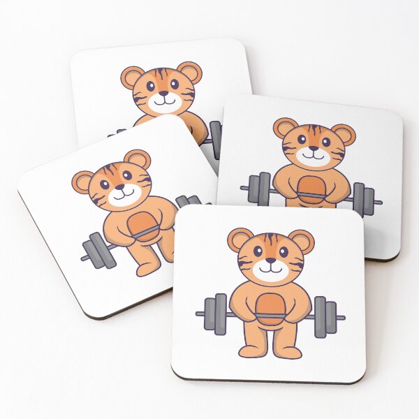 Item preview, Cute tiger lifting barbell designed and sold by Stay-Pawsitive.