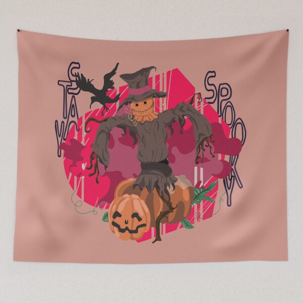 Item preview, spooky scare crow | stay spooky in pink | spooky scare crow with pumpkin | spookyshoppe designed and sold by Vibe Vault.