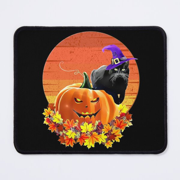 Item preview, Black cat with witch hat, catoween halloween, jack pumpkin, spooky moon designed and sold by Collagedream.
