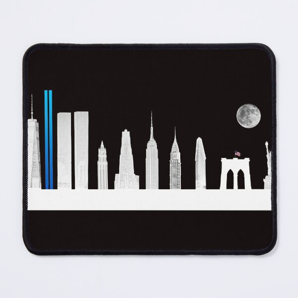 Item preview, York City Skyline White Buildings, Blue Searchlights and Supermoon designed and sold by Warren Paul Harris.