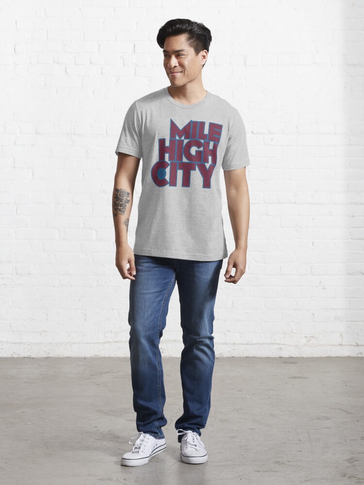 Alternate view of Mile High City Typography - Burgundy and Blue Essential T-Shirt