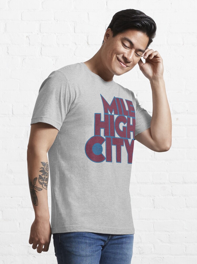 Thumbnail 3 of 7, Essential T-Shirt, Mile High City Typography - Burgundy and Blue designed and sold by that5280lady.