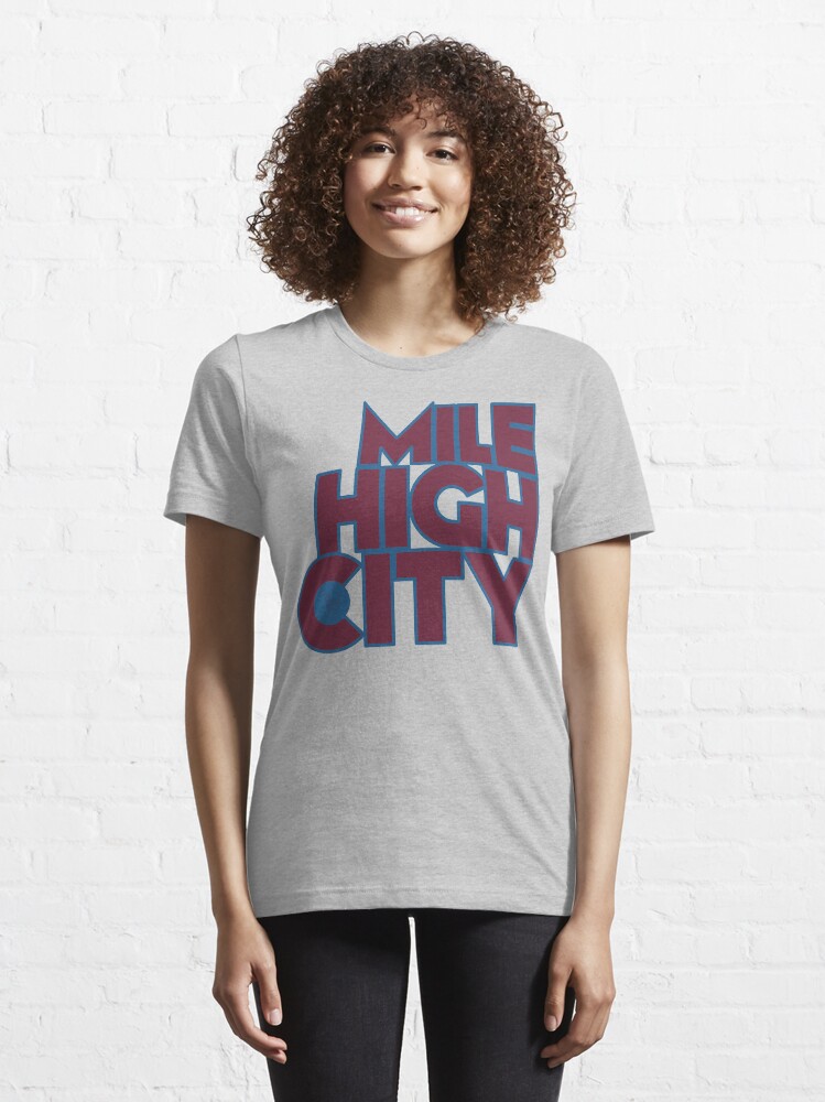 Thumbnail 6 of 7, Essential T-Shirt, Mile High City Typography - Burgundy and Blue designed and sold by that5280lady.