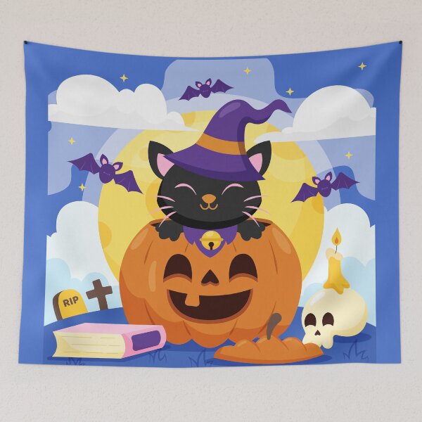 Item preview, Cute Funny Halloween Costume Pumpkin Cat Skull Hat designed and sold by Ross-Sergey.