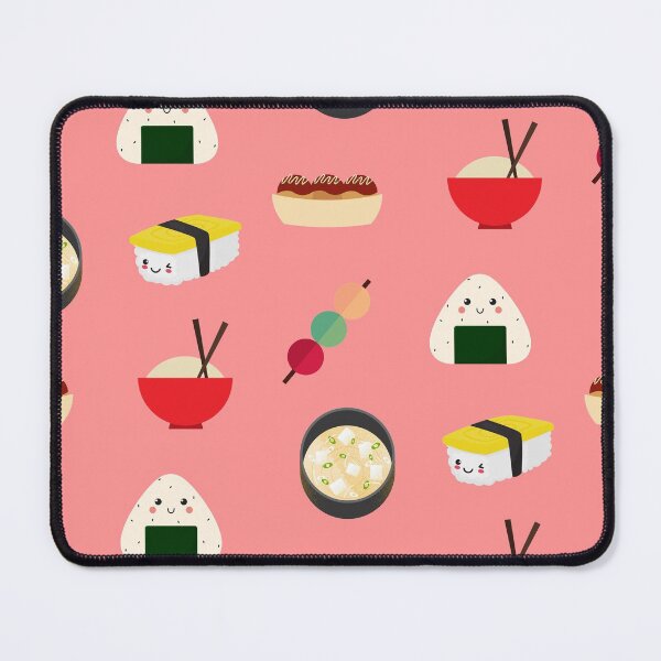 Item preview, Japanese Food Pattern -Kawaii Pink Sushi Onigiri Miso Design designed and sold by Daebakshop.