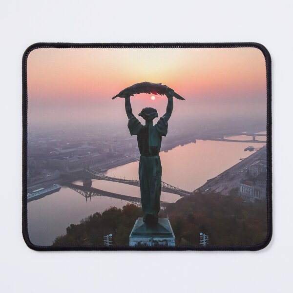Item preview, Aerial view to the Statue of Liberty on sunrise in Budapest, Hungary. designed and sold by Evgeniia Biriukova.