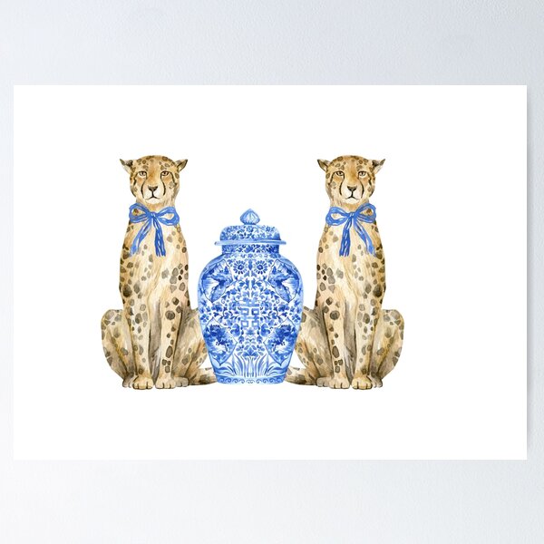 Stately Leopard Chinoiserie Poster