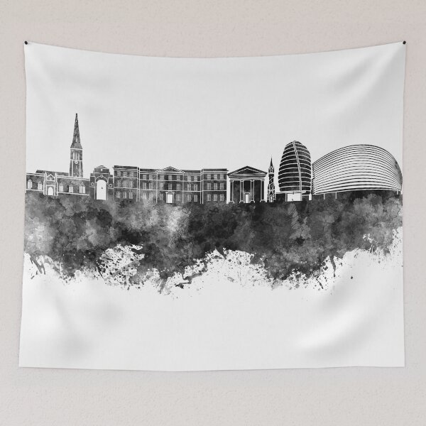 Item preview, Leicester skyline in black watercolor designed and sold by paulrommer.