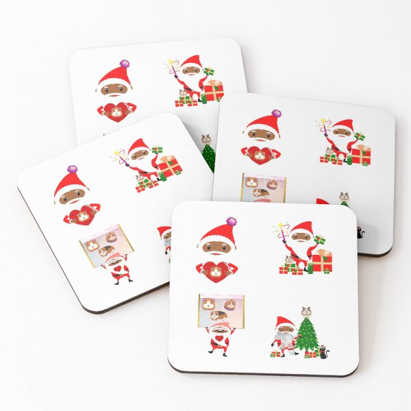 Item preview, Fun, Black Santa & His Cute Furry Guniea Pigs enjoying Christmas  designed and sold by haRexia.