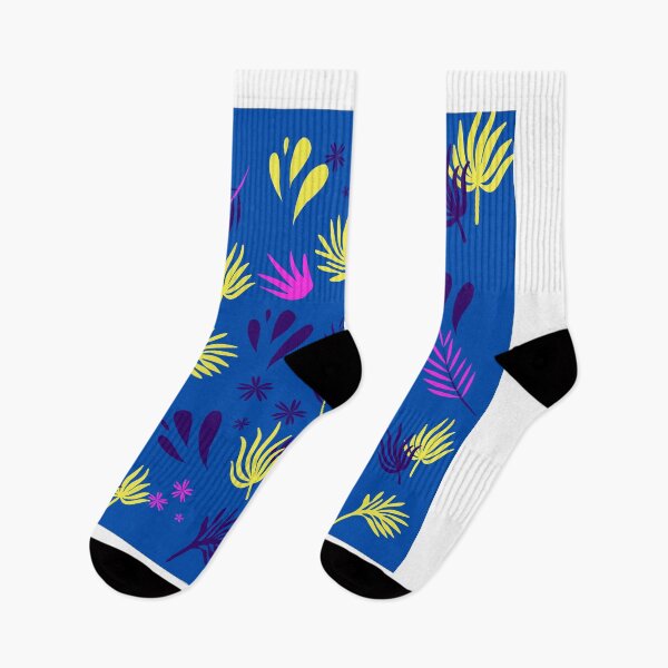 Item preview, Caravan accessories pattern in dark blue with yellow and pink leaves  designed and sold by Fionamyles.
