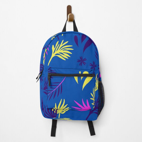 Item preview, Caravan accessories pattern in dark blue with yellow and pink leaves designed and sold by Fionamyles.
