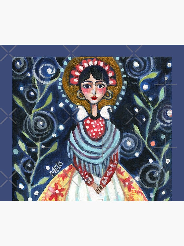 frida kahlo spring floral with birds, swirls, meloearth portrait, celebrity cute woman, mexican artist, flowers foliage by meloearth