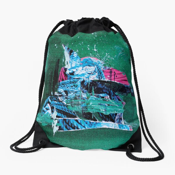 Sail on the green ocean Drawstring Bag