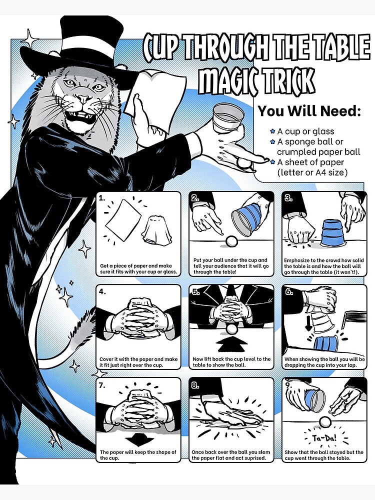 "How To Poster Cup Through The Table Magic Trick" Poster for Sale by