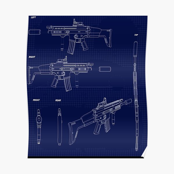 Scar H Blueprint Fn Scar Blueprint Poster By Goforitbob Redbubble