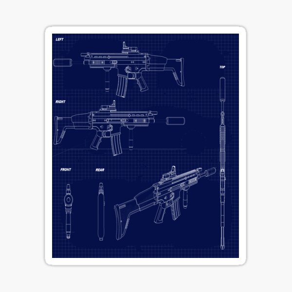 Scar H Blueprint Fn Scar Prototype Sticker By Goforitbob Redbubble