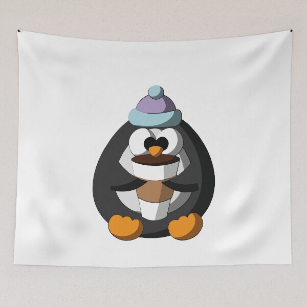 Item preview, penguin drinking coffee designed and sold by Shirtcutestore  ⭐⭐⭐⭐⭐.