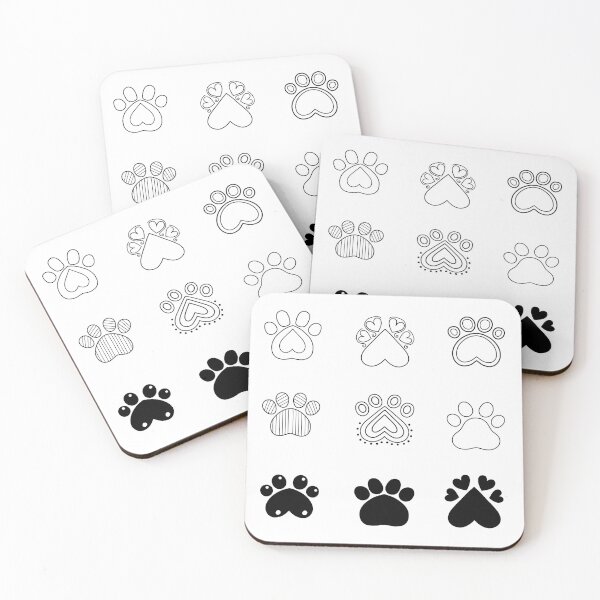 Item preview, Dog & Puppy Pet Paws Stickers Pack #1 of 3 for Dog Lovers Black White Journals Diaries Scrapbooking Sticker Books  designed and sold by Hanlar.
