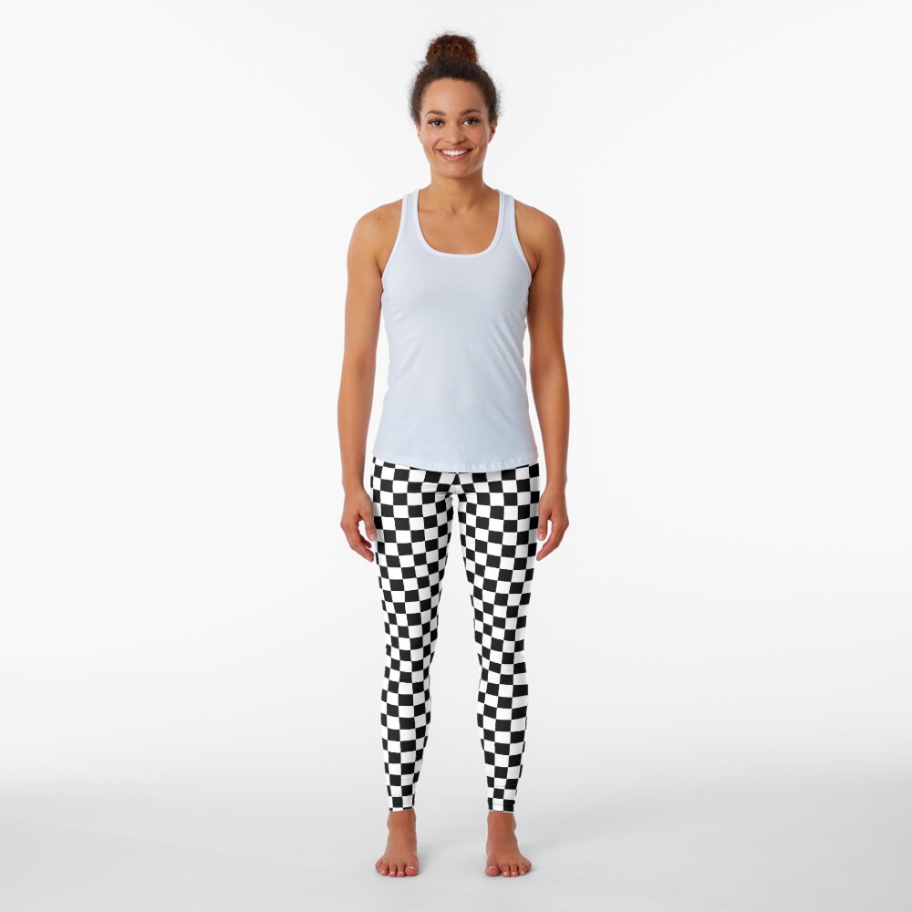 "Checkerboard Pattern Geometric Print Squares Black and White" Leggings for Sale by RainbowJoy