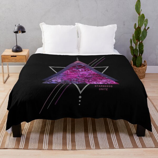 Starseeds Unite - Sacred Geometry - Acrylic Painting & Digital Art Design Throw Blanket