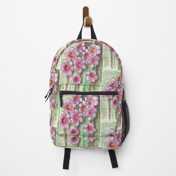 Item preview, Original Art - Pink flowers on green background designed and sold by signsofapril.
