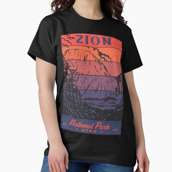 Vista previa del artículo con la obra «Parque Nacional Zion Retro Sunset», diseñado y vendido por JordanHolmes.
