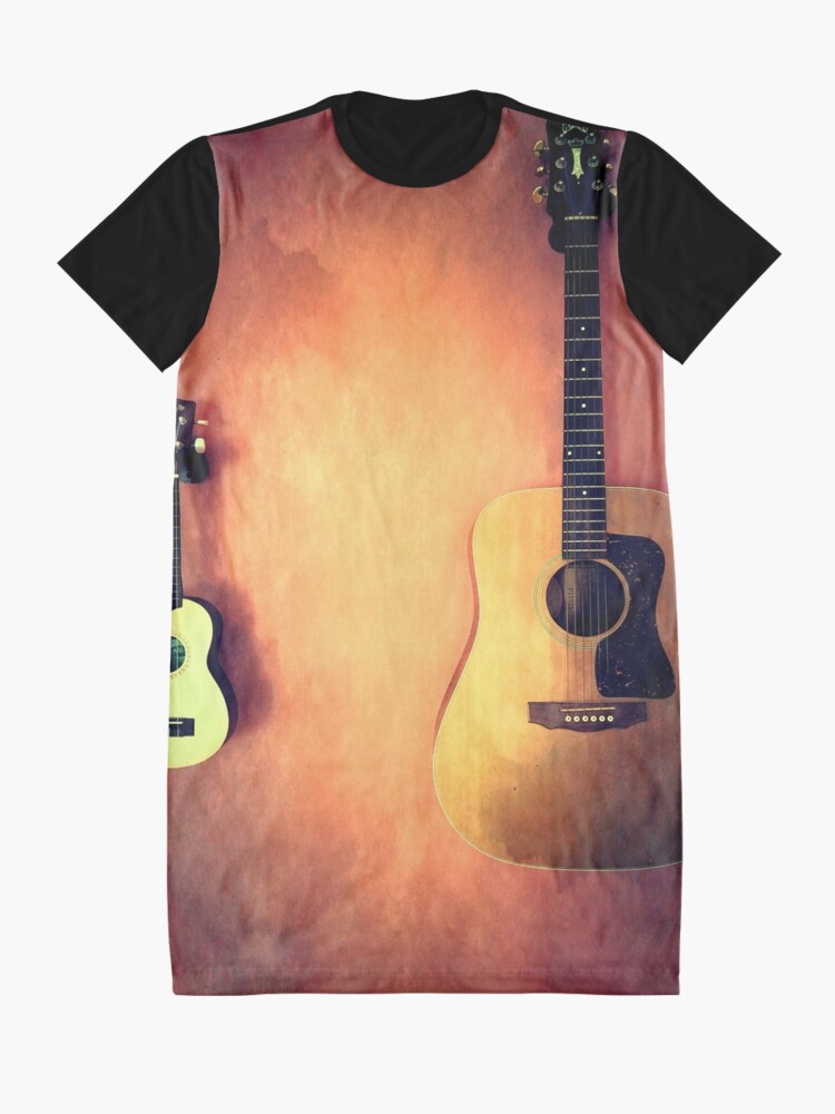 Alternate view of Music Lover Gift - Guitars in the Pink Photo Art - Musician Gift Graphic T-Shirt Dress