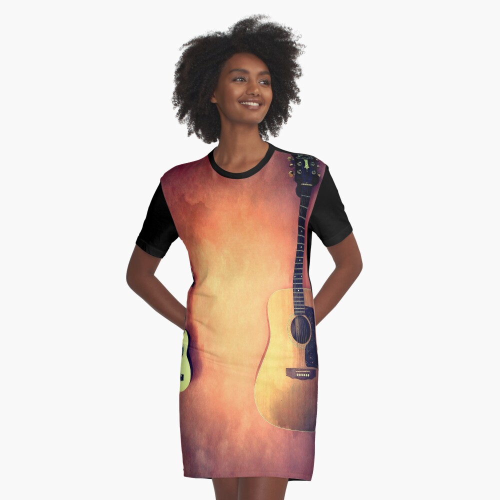 Music Lover Gift - Guitars in the Pink Photo Art - Musician Gift Graphic T-Shirt Dress