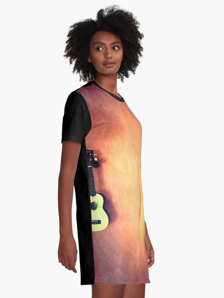 Alternate view of Music Lover Gift - Guitars in the Pink Photo Art - Musician Gift Graphic T-Shirt Dress