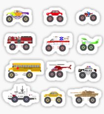 Monster Vehicles - The Kids' Picture Show - Pixel Art Sticker