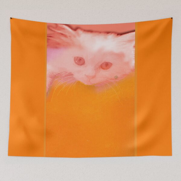 Item preview, White Persian Fluffy Cat Vanda Portrait in Orange (Photo by ACCI) designed and sold by VanyssaGraphics.