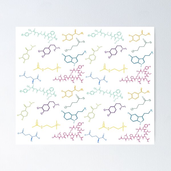 Item preview, Neurotransmitters Pattern Happy Chemicals designed and sold by GrellenDraws.