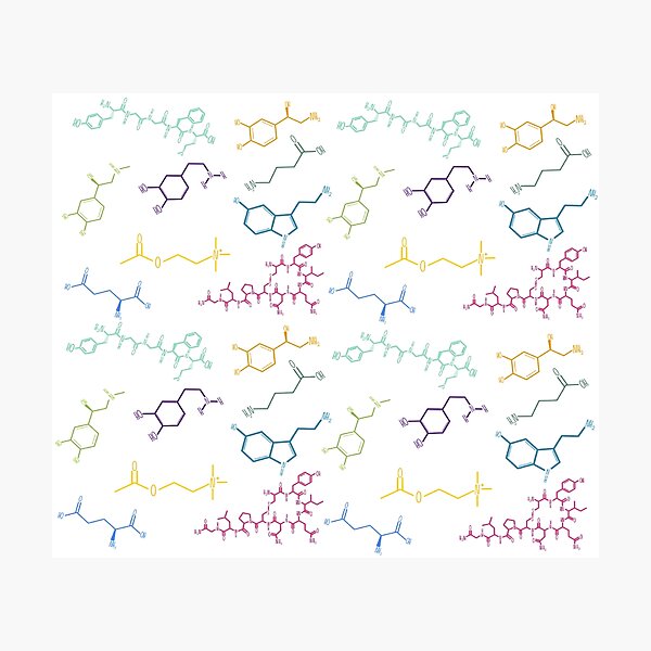 Item preview, Neurotransmitters Pattern Happy Chemicals designed and sold by GrellenDraws.