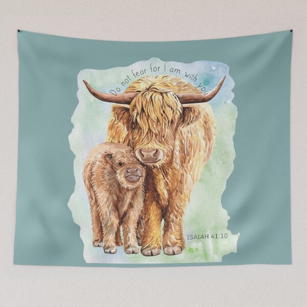 Item preview, Highland Cow Mom and Baby - Isaiah 41:10 Bible Verse, Christian Design designed and sold by TheKingdomAttic.