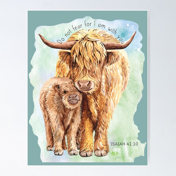 Item preview, Highland Cow Mom and Baby - Isaiah 41:10 Bible Verse, Christian Design designed and sold by TheKingdomAttic.