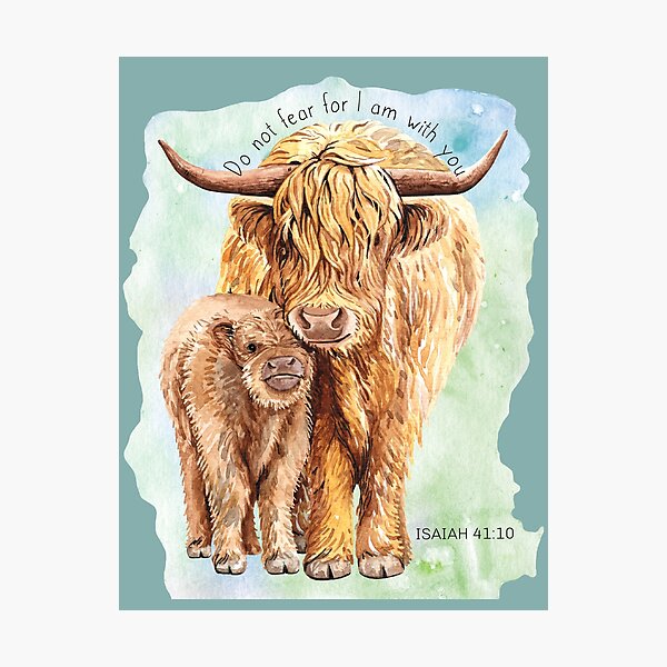 Item preview, Highland Cow Mom and Baby - Isaiah 41:10 Bible Verse, Christian Design designed and sold by TheKingdomAttic.