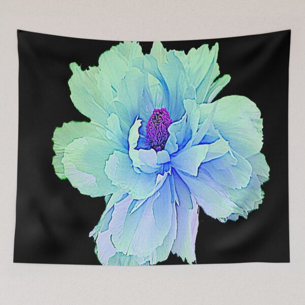 Item preview,  BLUE-WHITE PEONY FLOWER ON BLACK ART  designed and sold by sharlesart.